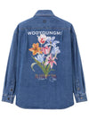 Men's Flower Back Logo Denim Long Sleeve Shirt Blue - WOOYOUNGMI - BALAAN 1