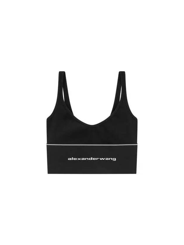 Logo Banding Ribbed Bra Top Black - ALEXANDER WANG - BALAAN 1