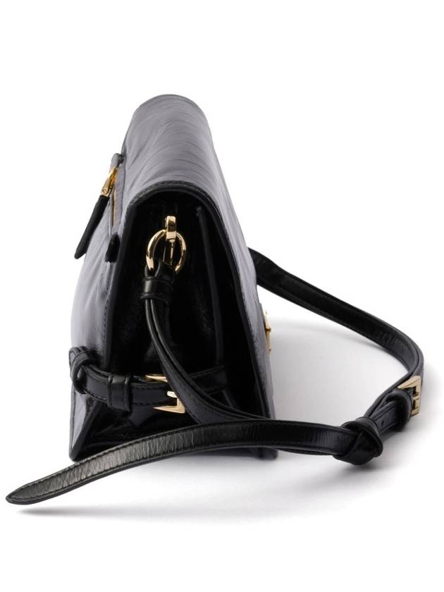 Triangle Logo Leather Shoulder Bag Black - PRADA - BALAAN 5