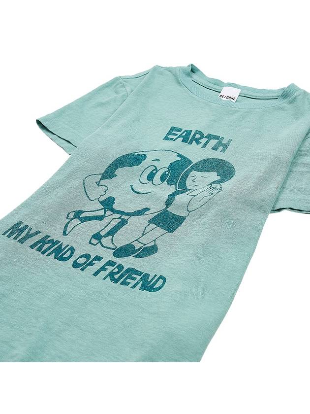 Classic Earth Print Cotton Short Sleeve T-Shirt Seafoam - RE/DONE - BALAAN 4