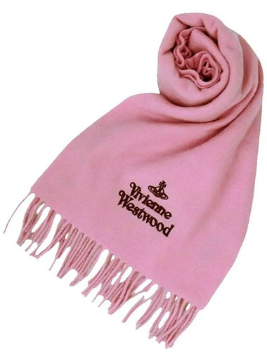 Embroidered Logo Wool Muffler Pink 81030007 G401 - VIVIENNE WESTWOOD - BALAAN 1