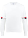 Men's Milan Stitch Armband Crew Neck Knit Top White - THOM BROWNE - BALAAN 5