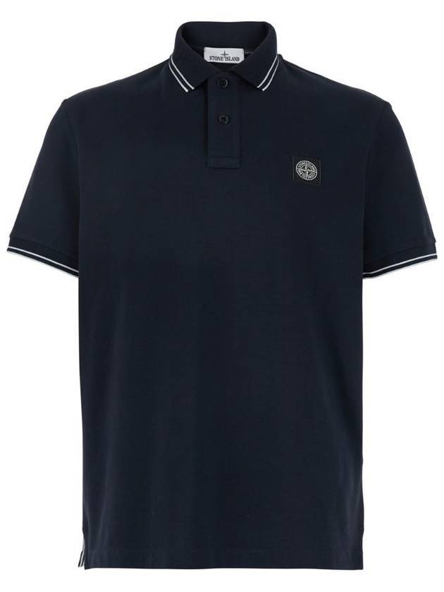 Organic Cotton Elastane Polo Shirt Navy - STONE ISLAND - BALAAN 1