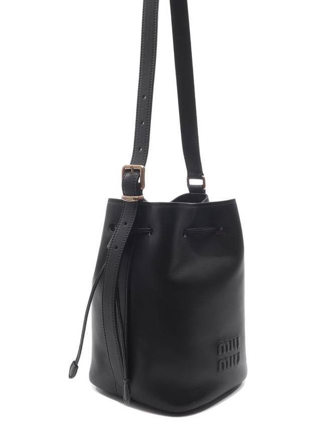 Logo Leather Bucket Bag Black - MIU MIU - BALAAN 4