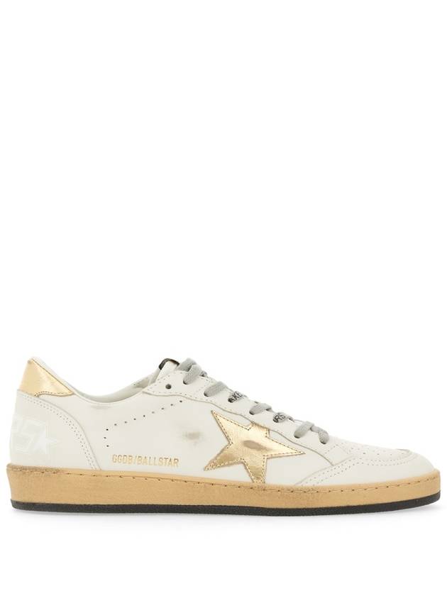 Women's Ballstar Leather Upper Laminate Star Heel Tab Low Top Sneakers Milk Gold - GOLDEN GOOSE - BALAAN 3