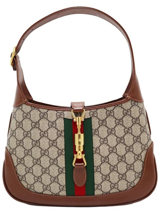 Women s Leather Shoulder Bag Brown Gucci 636706 GG Supreme Canvas Gold Jackie 1961 Small - GUCCI - BALAAN 1