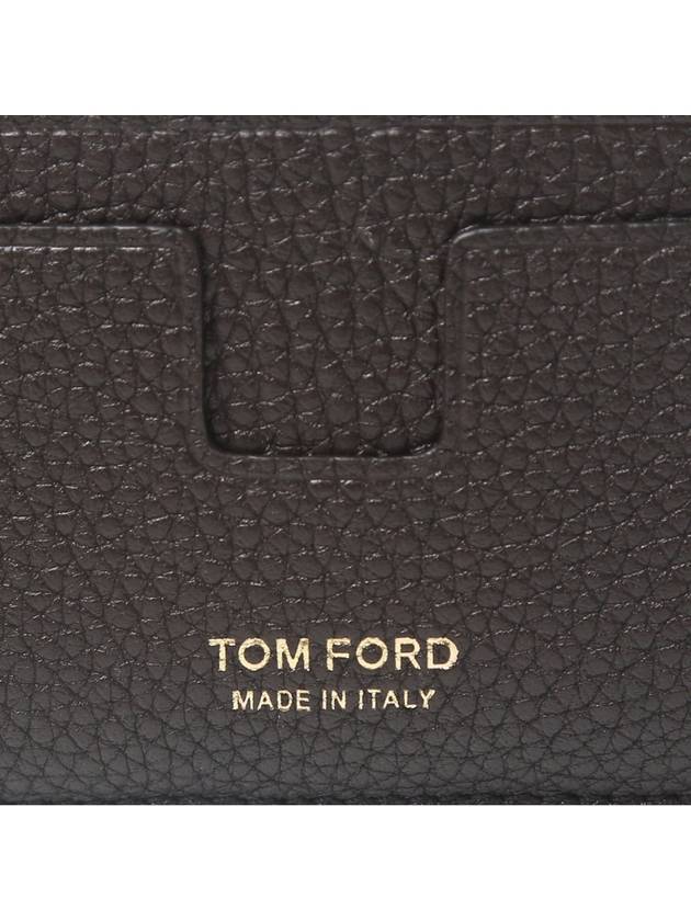 Classic T Line Gold Logo Card Wallet Brown - TOM FORD - BALAAN 5