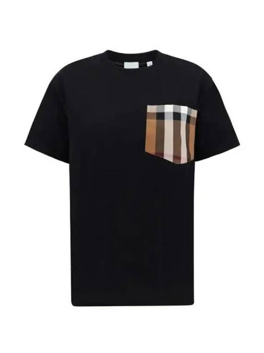 Carrick Check Print Crew Neck Long Sleeve T-Shirt Black - BURBERRY - BALAAN 2