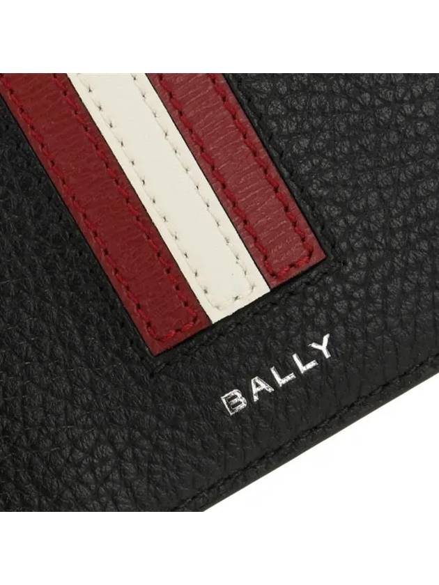 Ribbon Bifold Grain Leather Half Wallet Red Black - BALLY - BALAAN 7