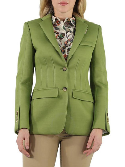 Burberry Cedar Green Double-faced Neoprene Tailored Jacket, Brand Size 4 (US Size 2) - BURBERRY - BALAAN 2