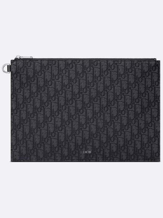 A4 Pouch Oblique Jacquard Black 2ESCA491YSE H03E - DIOR - BALAAN 1