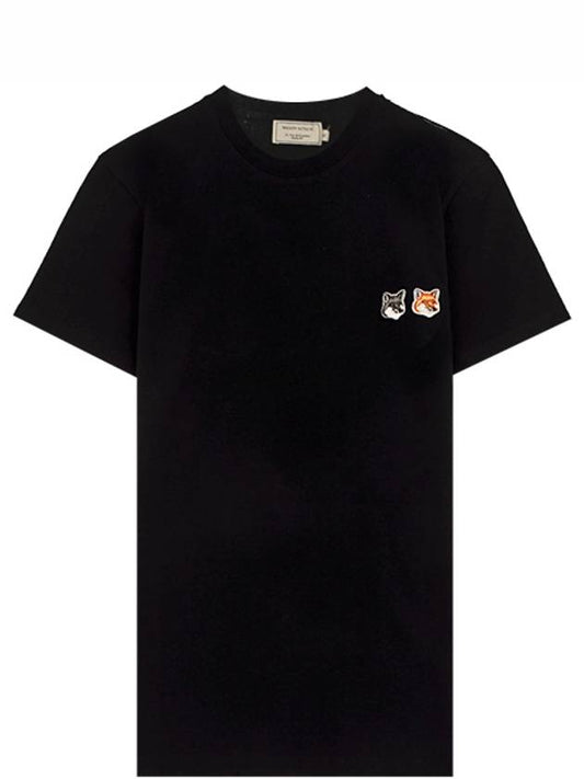 Double Fox Head Patch Classic Short Sleeve T-Shirt Anthracite - MAISON KITSUNE - BALAAN 2