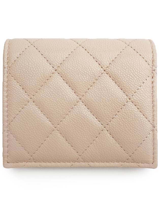 Small Flap Wallet Caviar Leather Light Beige - CHANEL - BALAAN 3