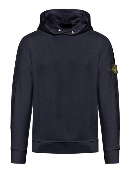 Old Treatment Malfile Fleece Hoodie Navy - STONE ISLAND - BALAAN 1