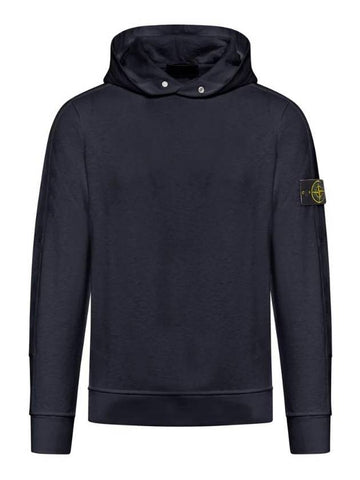 Old Treatment Malfile Fleece Hoodie Navy - STONE ISLAND - BALAAN 1