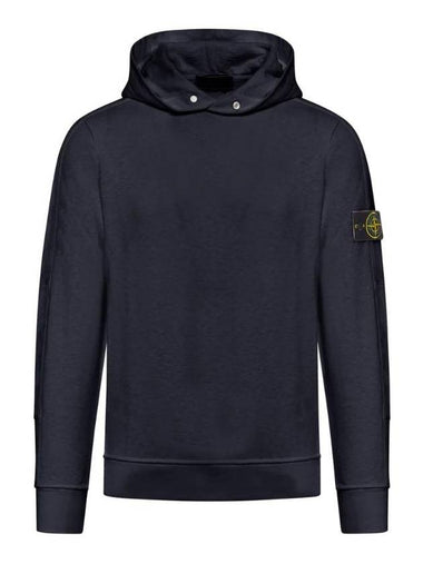 Old Treatment Malfile Fleece Hoodie Navy - STONE ISLAND - BALAAN 1