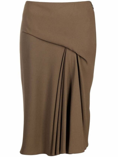 Women's Midi Pleated Pencil Skirt Brown - VERSACE - BALAAN 1