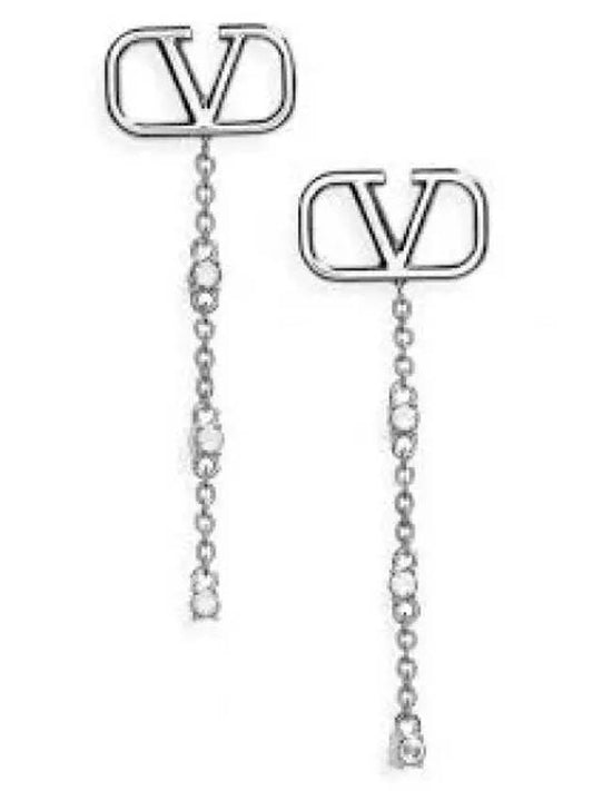 4W0J0W25 YCW 68S 4W2J0W25 V logo metal crystal earrings - VALENTINO - BALAAN 1