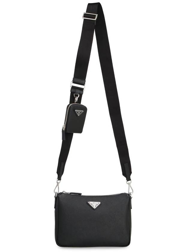 triangle logo leather shoulder bag black - PRADA - BALAAN 6