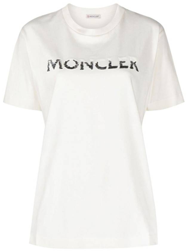 Logo Sequin Cotton Short Sleeve T-Shirt White - MONCLER - BALAAN 2