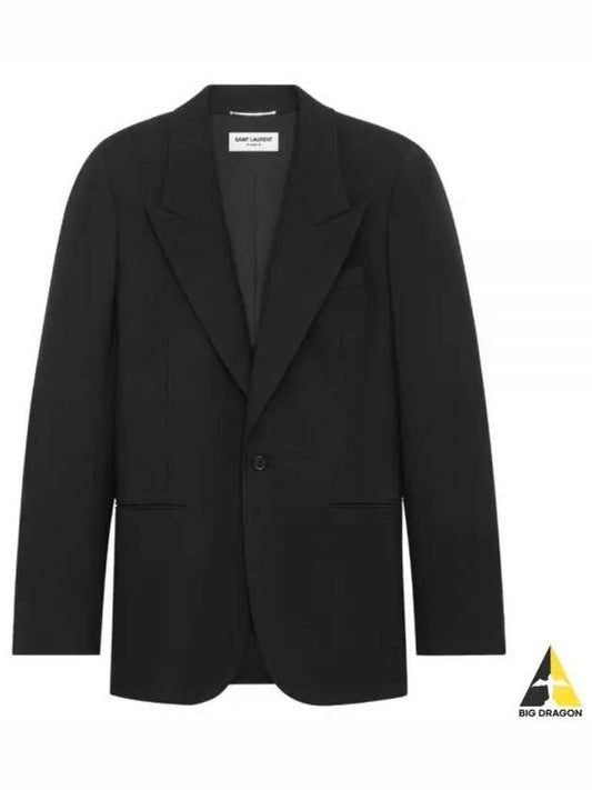 Wool Gabardine Jacket Black - SAINT LAURENT - BALAAN 2