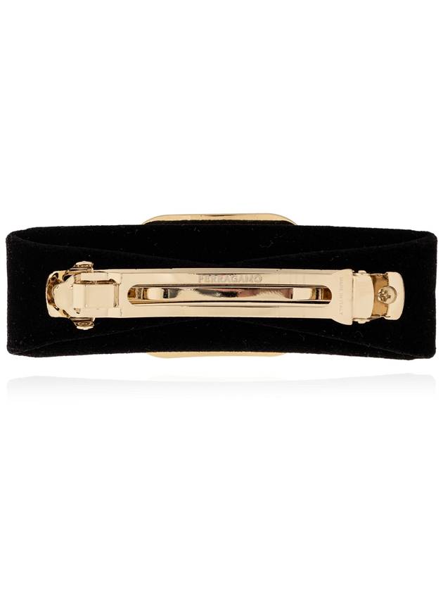 FERRAGAMO Velvet Hair Clip, Women's, Gold - SALVATORE FERRAGAMO - BALAAN 3