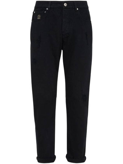 Ripped Straight-Leg Jeans Black - BRUNELLO CUCINELLI - BALAAN 2