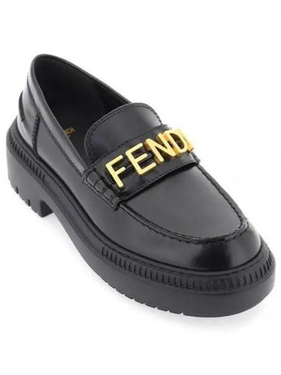 Graphy Logo Leather Loafers Black - FENDI - BALAAN 2