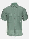 Linen Short Sleeve Shirt Green - CP COMPANY - BALAAN 2