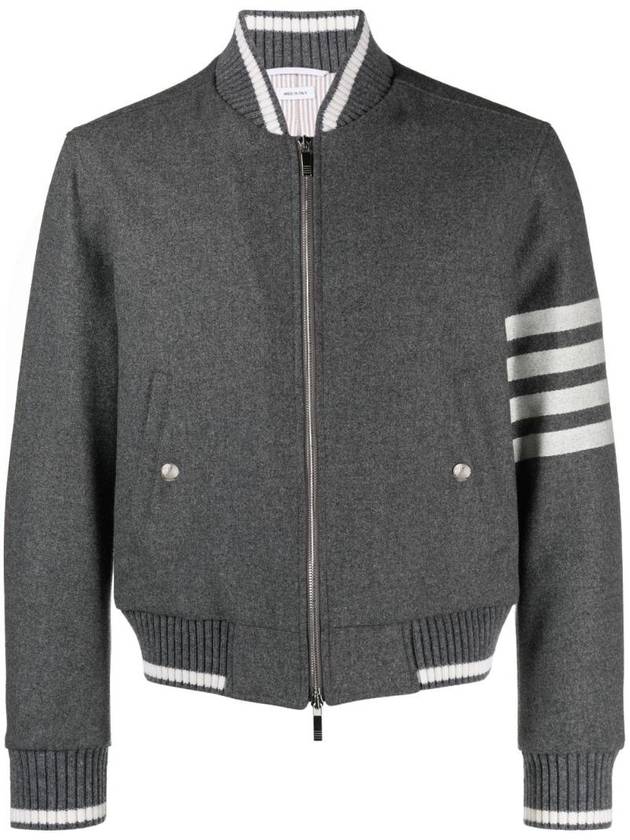 4 Bar Stripe Bomber Jacket Grey - THOM BROWNE - BALAAN 1