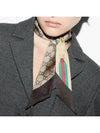 Web Horsebit Print Silk Scarf Brown - GUCCI - BALAAN 4