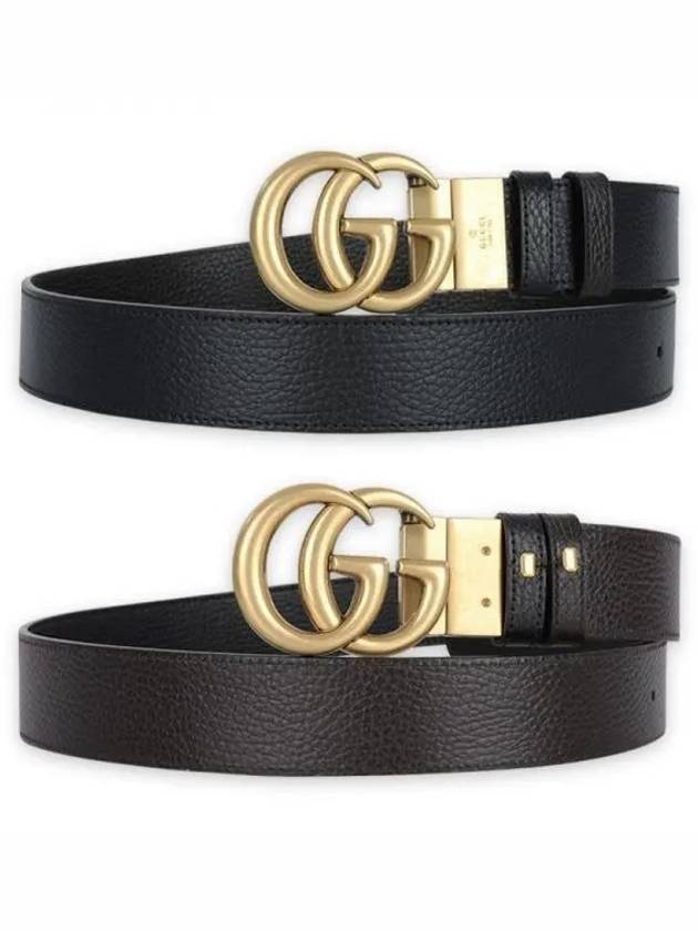 Double G Buckle Reversible Leather Belt Black - GUCCI - BALAAN 2