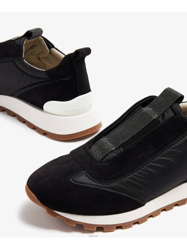 Suede Techno Runner Low Top Sneakers Black - BRUNELLO CUCINELLI - BALAAN 4