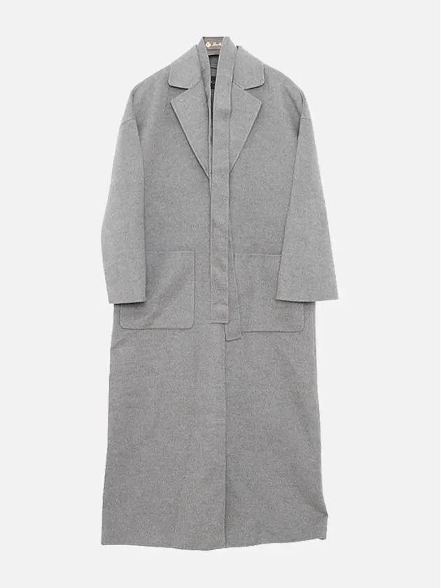 Women's Cocoon Belt Long Cashmere Trench Coat Grey - LORO PIANA - BALAAN 3