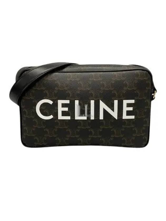 Triomphe Canvas Medium Messenger Bag Black - CELINE - BALAAN 2