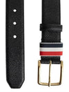 Men's Three Stripes Tab Pebbled Leather Belt Black - THOM BROWNE - BALAAN 6