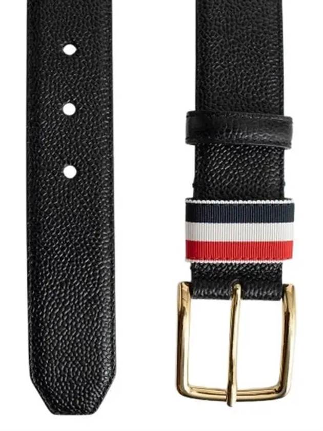 Men's Three Stripes Tab Pebbled Leather Belt Black - THOM BROWNE - BALAAN 6