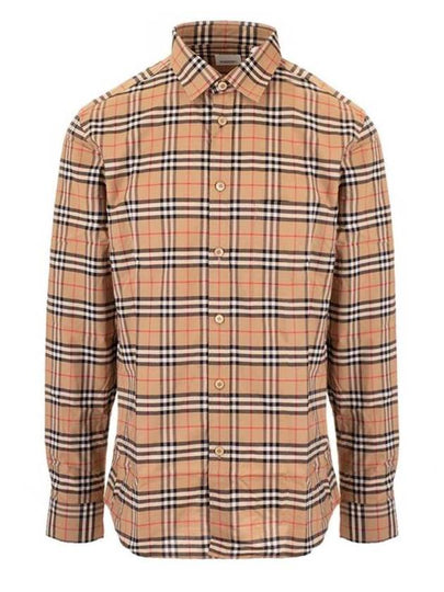 Small Scale Check Stretch Cotton Long Sleeve Shirt Beige - BURBERRY - BALAAN 2