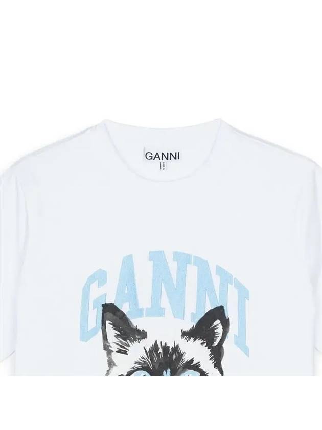 Basic Cat Relax Jersey Short Sleeve T-Shirt White - GANNI - BALAAN 4