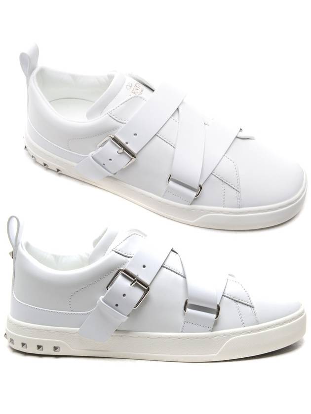 Men's Belted V-Punk Low Top Sneakers White - VALENTINO - BALAAN 2