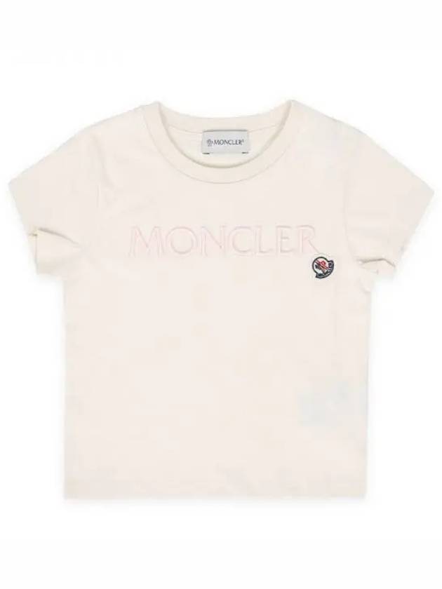 Kids Lettering Logo Patch Short Sleeve Cream 8C00005 83907 050 1053658 - MONCLER - BALAAN 1