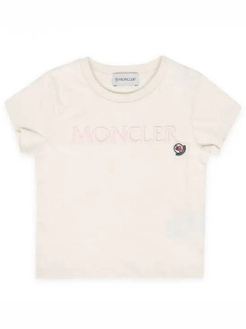 Kids Lettering Logo Patch Short Sleeve Cream 8C00005 83907 050 1053658 - MONCLER - BALAAN 1