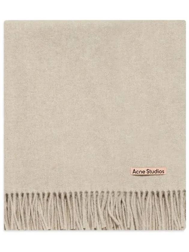 Logo Wool Fringe Scarf Oatmeal Melange - ACNE STUDIOS - BALAAN 3