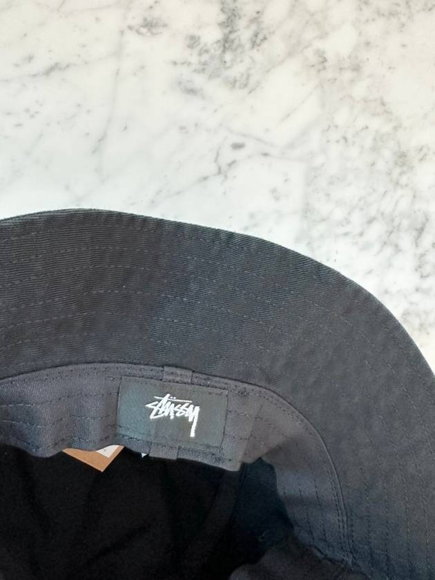 Men's Embroidered Logo Big Stock Bucket Hat Black - STUSSY - BALAAN.