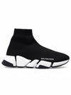 Women's Speed 2.0 Trainer Black Knit White Sole High Top Sneakers Black - BALENCIAGA - BALAAN 5