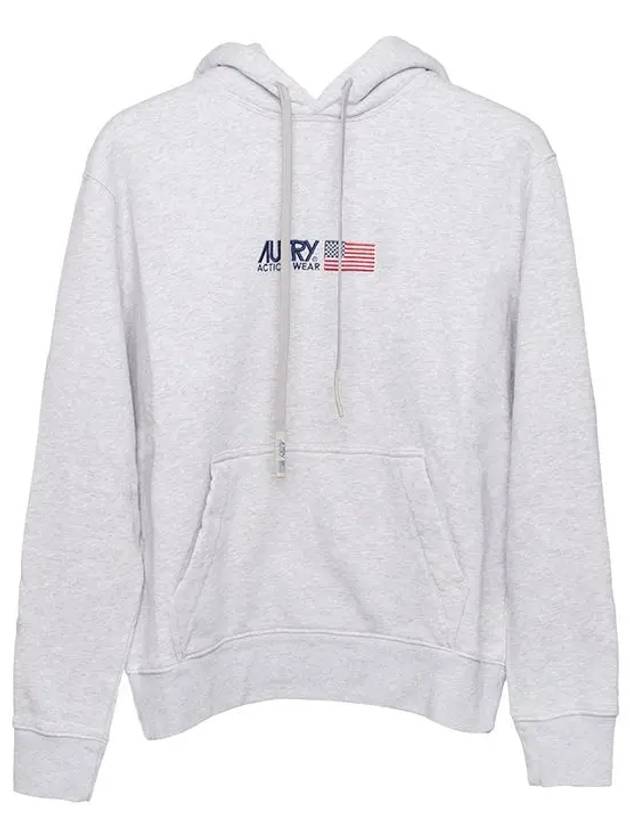 Embroidered Iconic Logo Cotton Hoodie Grey - AUTRY - BALAAN 2