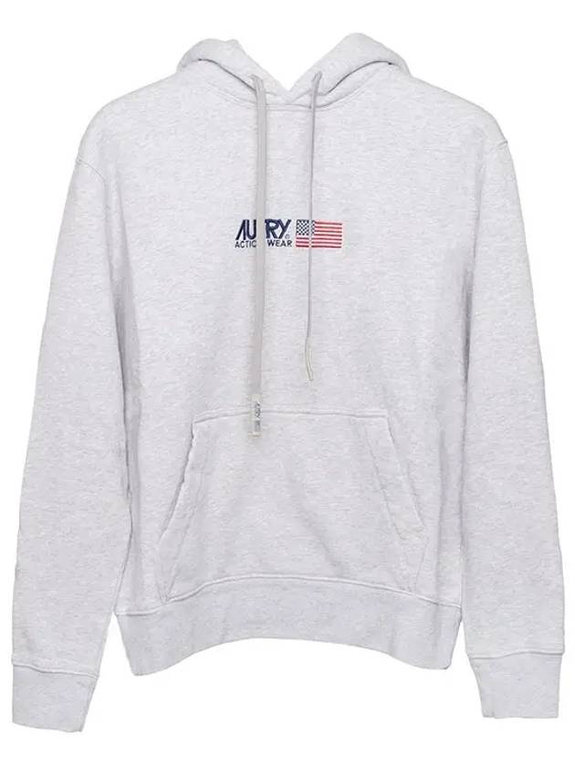 Embroidered Iconic Logo Cotton Hoodie Grey - AUTRY - BALAAN 8