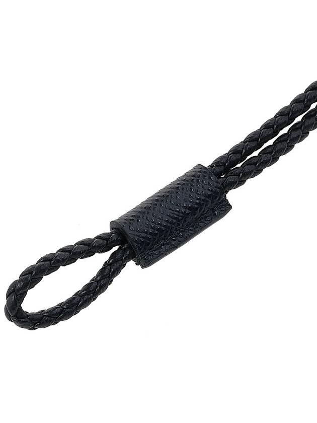 Nappa Braided Triangle Logo Bracelet Black - PRADA - BALAAN.