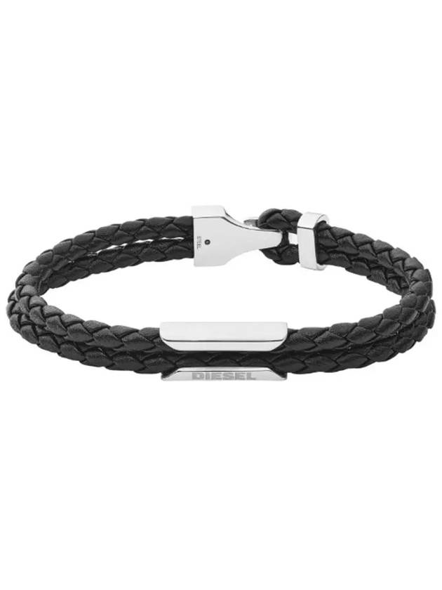 Stackable Leather Bracelet Black - DIESEL - BALAAN 3