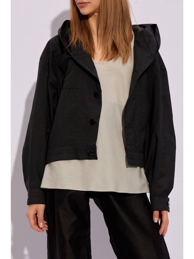 Cotton Crinkled Finish Jacket Black - LEMAIRE - BALAAN 4